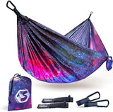 Foxelli Camping Hammock - Lightweight Portable Hammock, Easy Setup with Tree-Friendly Ropes & Steel Carabiners, Heavy Duty Parachute Nylon for Indoors and Outdoors