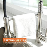 Kitchen Faucet, Kitchen Faucets with Pull Down Sprayer Sus304 Stainless Steel Industrial Single Handle One Hole Faucet for Farmhouse Camper Laundry Utility Rv Wet Bar Sinks Bushed Nickel 866082SN