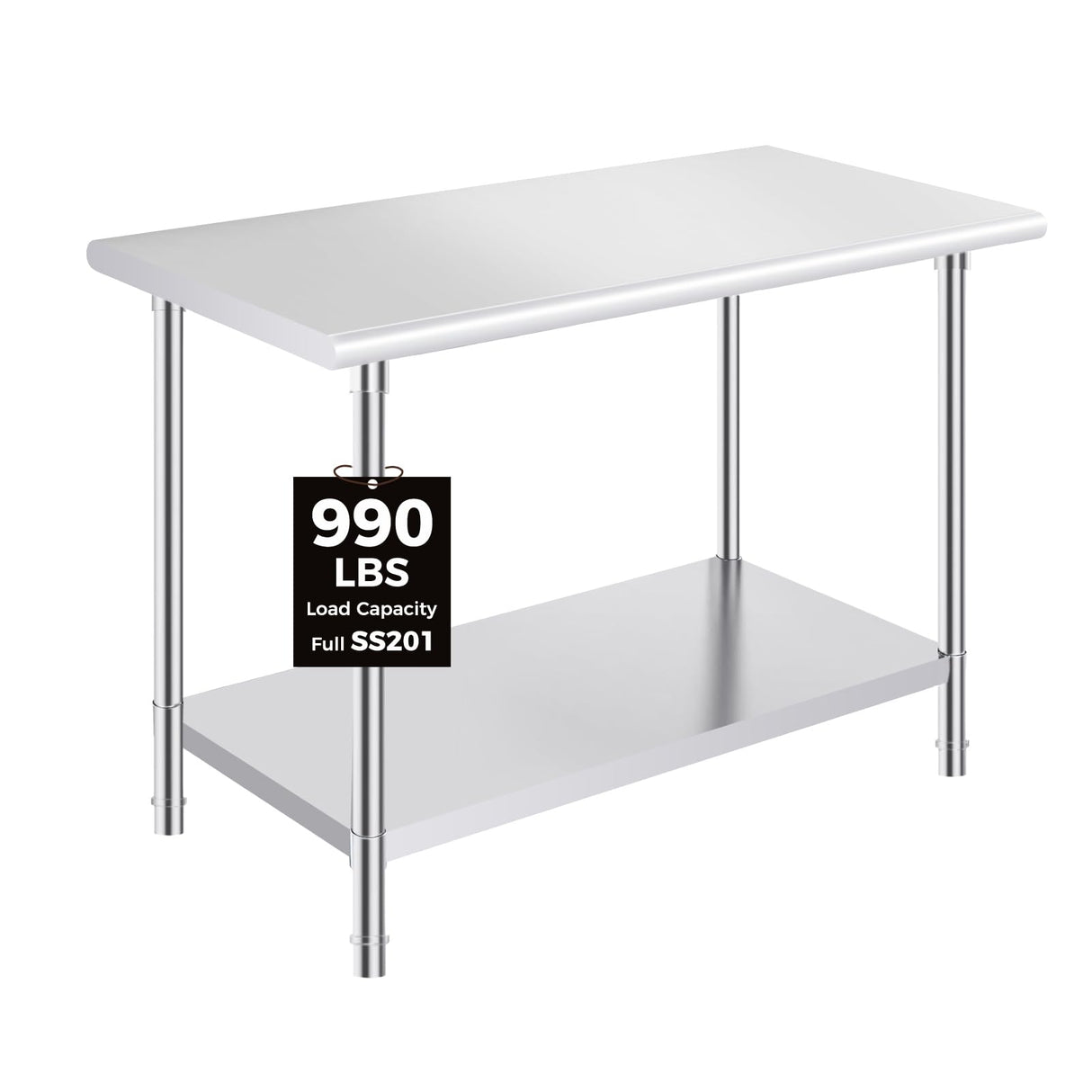 OSTBA Stainless Steel Table for Prep & Work 24x48 Inches, NSF Metal Commercial Heavy Duty Table with Adjustable Undershelf and Adjustable Foot for Restaurant Kitchen Home and Hotel