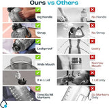 AQUAFIT 64 oz Water Bottle with Time Marker - Straw & Chug Lid - BPA Free Big Water Bottle with Straw - Gym Water Bottle with Handle - Gallon Water Jug (64 Ounces, Nebula)