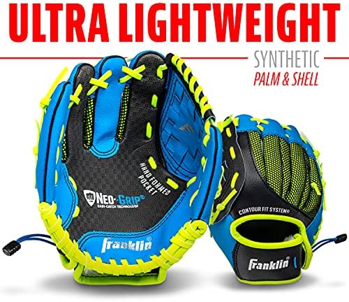 Franklin Sports Youth Teeball Glove - 9.0 Inch Neo-Grip Synthetic Leather Fielding Glove - Left & Right Handed Ready To Play with Ball