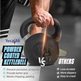 Yes4All Powder Coated Cast Iron Kettlebell Strength Training Kettlebells Weight Set for Full Body Workout, Home Gym
