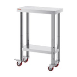 Vevor Stainless Steel Work Table with Wheels 24 x 12 x 32 Inch Prep Table with 4 Casters Heavy Duty Work Table for Commercial Kitchen Restaurant Business : Industrial & Scientific