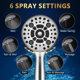 6 Spray Modes High Pressure Handheld Showerhead Set Upgraded 5 Inches Shower Head with Handheld Spray Premium Chrome Handheld Shower Head 60 Inches Stainless Steel Hose-1-Min Install