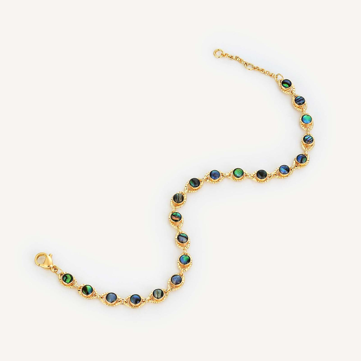 MEVECCO Bracelet for Women Gold Evil Eye Link Round Shell Dianmond-cut 14K Gold Plated Dainty Chain Simple Protection Jewelry