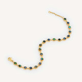 MEVECCO Bracelet for Women Gold Evil Eye Link Round Shell Dianmond-cut 14K Gold Plated Dainty Chain Simple Protection Jewelry