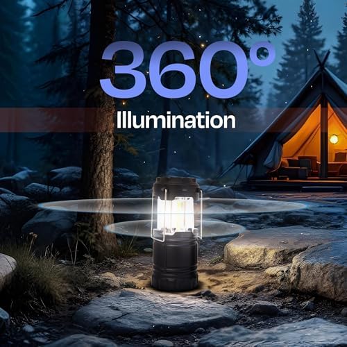 Rechargeable Camping Lanterns for Power Outages - Pack of 2 Waterproof LED Solar Lanterns for Camping Essentials, Hiking Gear, Battery Backup & Emergency Survival Kits