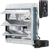 iLIVING 12" Wall Mounted Shutter Exhaust Fan, Automatic Shutter, with Thermostat and Variable Speed controller, 0.6A, 960 CFM, 1400 SQF Coverage Area Silver (ILG8SF12V-ST)