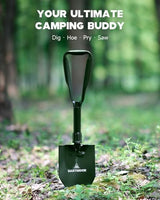 DARTMOOR Camping Shovel, 24" Larger Folding Shovel with Saw Edge, Portable Outdoor Survival Snow Shovel for Off Road Camping Hiking Digging Backpacking, Car Emergency, Entrenching Tool, Green