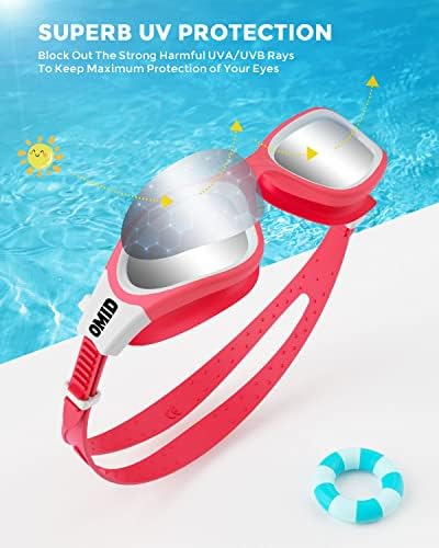 OMID Kids Swim Goggles, P2mini Polarized Swimming Goggles Comfortable for Age 6-14
