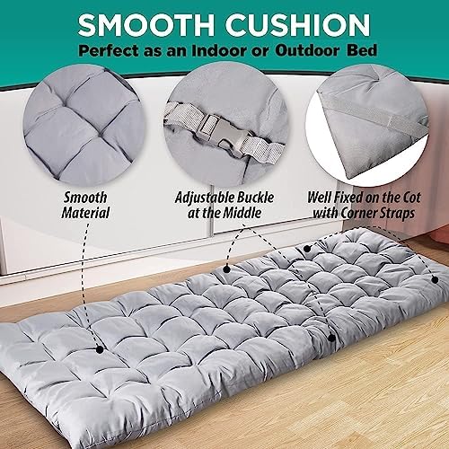 Zone Tech Camping Cot Mattress Pad Premium Quality Outdoor Comfortable Thicker Cotton Sleeping Cot Lightweight Waterproof Bottom Pad Mattress for Adult, Kid