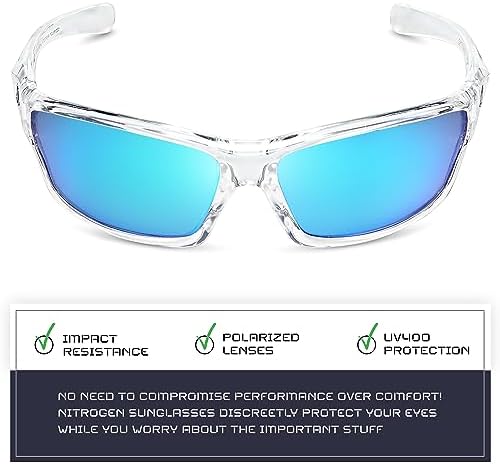 Nitrogen Polarized Wrap Around Sport Sunglasses for Men Women UV400 Protection Sun Glasses