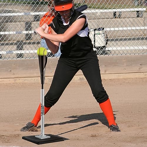 Portable Batting Tee for Baseball/Softball, Height Adjustment from 25-37 inch,Easy Transport Premium Baseball Tee with Rubber Top,Heave Duty Base Hitting Tee for Kids/Youths/Adults
