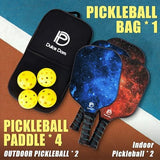 DULCE DOM Pickleball Paddles Set of 2/4 - USAPA Approved, Fiberglass Surface Pickleball Racket with 4 Indoor Outdoor Pickleball Balls and Pickleball Bag, Ideal Training Equipment Gift for Men & Women