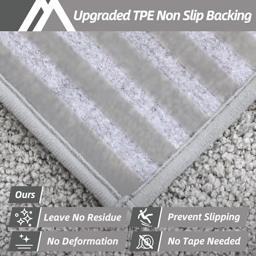 COSY HOMEER Edging Stair Treads Non-Slip Carpet Mat 28inX9in Indoor Stair Runners for Wooden Steps, Edging Stair Rugs for Kids and Dogs, 100% Polyester TPE Backing (10pc, Grey)