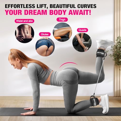 Ankle Resistance Bands with Cuffs, Ankle Bands for Working Out, Ankle Resistance Band for Leg, Booty Workout Equipment for Kickbacks Hip Fitness Training, Exercise Bands for Butt Lift Women