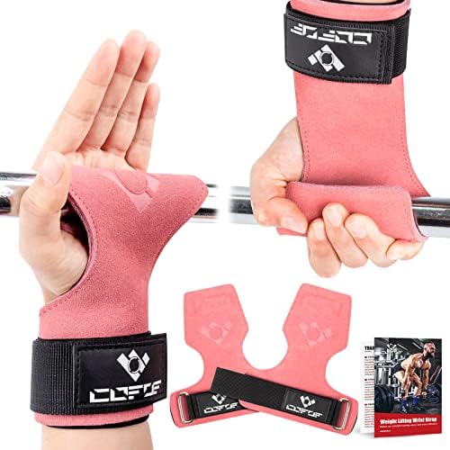 Weight Lifting Wrist Strap, Double Layer Leather Wrist Strap for Deadlift and Powerlifting, Adjustable Neoprene Padded Gym Workout Lifting Hooks (Pair)