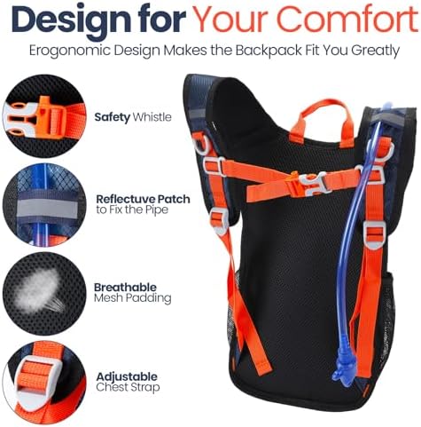 Kids Hydration Backpack with 1.5L Water Bladder Hiking Backpack Lightweight for Boys or Girls Children Biking Climbing Running Cycling
