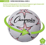 Champion Sports Viper Soccer Ball - Synthetic Leather – Youth, Kids, Adult - Sizes 3, 4, 5