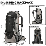 King'sGuard 70L Hiking Backpack with Rain Cover Lightweight Travel Backpack Waterproof Camping Backpack