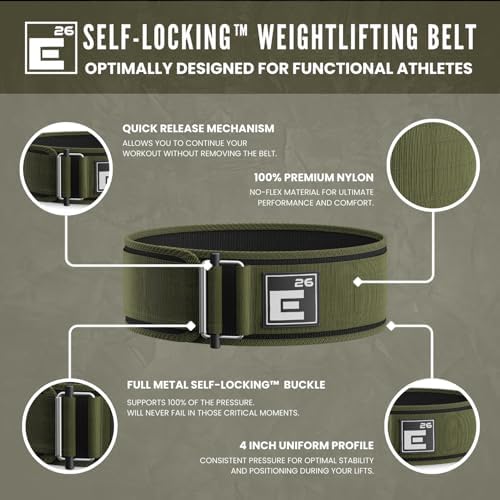 Self-Locking Weight Lifting Belt - Premium Weightlifting Belt for Serious Functional Fitness, Weight Lifting, and Olympic Lifting Athletes - Lifting Support for Men and Women - Deadlift Training Belt