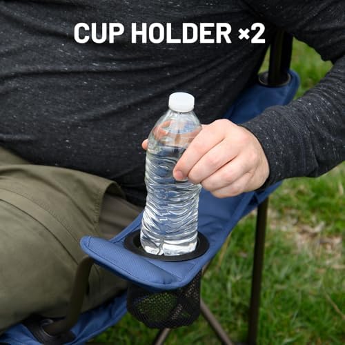 Timber Ridge 2 Person Folding Loveseat Comfortable Double Foldable Camping Chair Folding Lawn Chairs for Outside, Blue