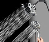 2.5 GPM Shower Head with Handheld: 2-in-1 High Pressure Shower Heads with Handheld Spray Combo 7.5" Rain Shower and 10 Spray Settings Handheld Shower Head, Detachable Showerhead with Hose