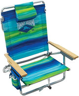 Tommy Bahama 5-Position Classic Lay Flat Folding Backpack Beach Chair, Blue and Green Stripe , 23" x 25.25" x 31.5"