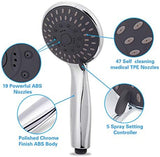 High Pressure Handheld Shower Head Briout 5-Settings Powerful Water Spray Shower Head against Low Pressure Water Flow with Stainless Hose and Adjustable Mount