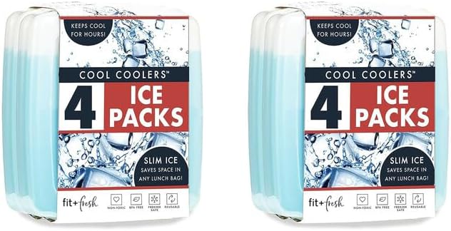 Cool Coolers by Fit + Fresh, Reusable & Long-Lasting Slim Ice Packs, Cold Packs for Lunch Boxes, Ice Packs for Lunch Bags