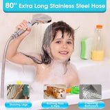 Shower Head with Handheld, Filtered Shower Head with 80" Extra Long Hose, 20-Stage Filter for Softening Hard Water to Improve Hair and Skin Problems
