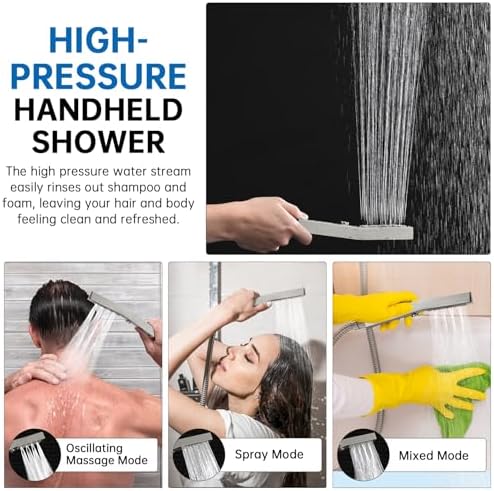 G-Promise All Metal 12 Inch Dual Shower Head with Handheld Combo, Rain Shower Head, Adjustable Extension Arm, Smooth 3-Way Diverter, 71 Inch Extra Long Hose - A Bathroom Upgrade(Brushed Nickel)