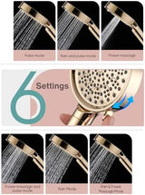 Cobbe Filtered Shower Head with Handheld, High Pressure 6 Spray Mode Showerhead with Filters, Water Softener Filters Beads for Hard Water - Remove Chlorine - Reduces Dry Itchy Skin, Egyptian Gold