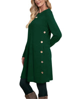 OFEEFAN Long Sleeve Dress for Women Sweater Dresses Christmas Dresses Emerald Green Dress L