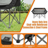 Oversized Double Camping Chair for Adults, Fully Padded Folding Camping Chairs Loveseat, Big Heavy Duty Outdoor Patio Lawn Chair with Arm Cup Holder