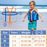 Pottwal Swim Vest for Kids - Swim Jacket for 1-2 Years (24-33LBS) - Buoyancy Aid Made of Neoprene & EPE - with Adjustable Crotch Strap