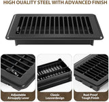 6x12 Floor Register, 2 Pack Heavy Duty Steel Walkable Floor Vent Covers, Easy Adjust Air Supply Lever, Vent Covers for Home Floor, Black