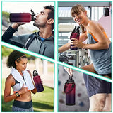 32OZ Insulated Water Bottle with Straw - Spout Lid, Sweat-Proof & BPA-Free Metal Reusable Water Bottles, Wide-Mouth Vacuum Insulated Bottle with Paracord Handle, Bottle Sleeve Bag & Protective Boot