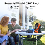 Battery Operated Camping Fan, 20000mAh Rechargeable Portable Fan, 4 Speed Outdoor Fan with LED Light and Hook for Tent Car Travel Jobsite Fishing Outdoor Hurricane Power Outage