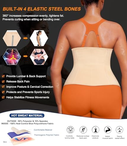 TrainingGirl Waist Trainer for Women Lower Belly Waist Trimmer Corset Tummy Wrap Workout Sweat Belt Band Sports Sauna Suit