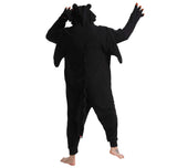 dressfan Animal Black Dragon Onesie Cosplay Costume Christmas Halloween Pajamas for Unisex Adults Teens Girls Boys