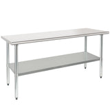 HARDURA Stainless Steel Table 24X72 Inches with Undershelf and Galvanized Legs NSF Heavy Duty Commercial Prep Work Table for Restaurant Kitchen Home and Hotel