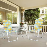 VINGLI Patio Lawn Webbed Folding Chairs Set of 2, Outdoor Beach Chair Portable Dining Chair for Outdoor Yard, Garden (Yellow, Classic)