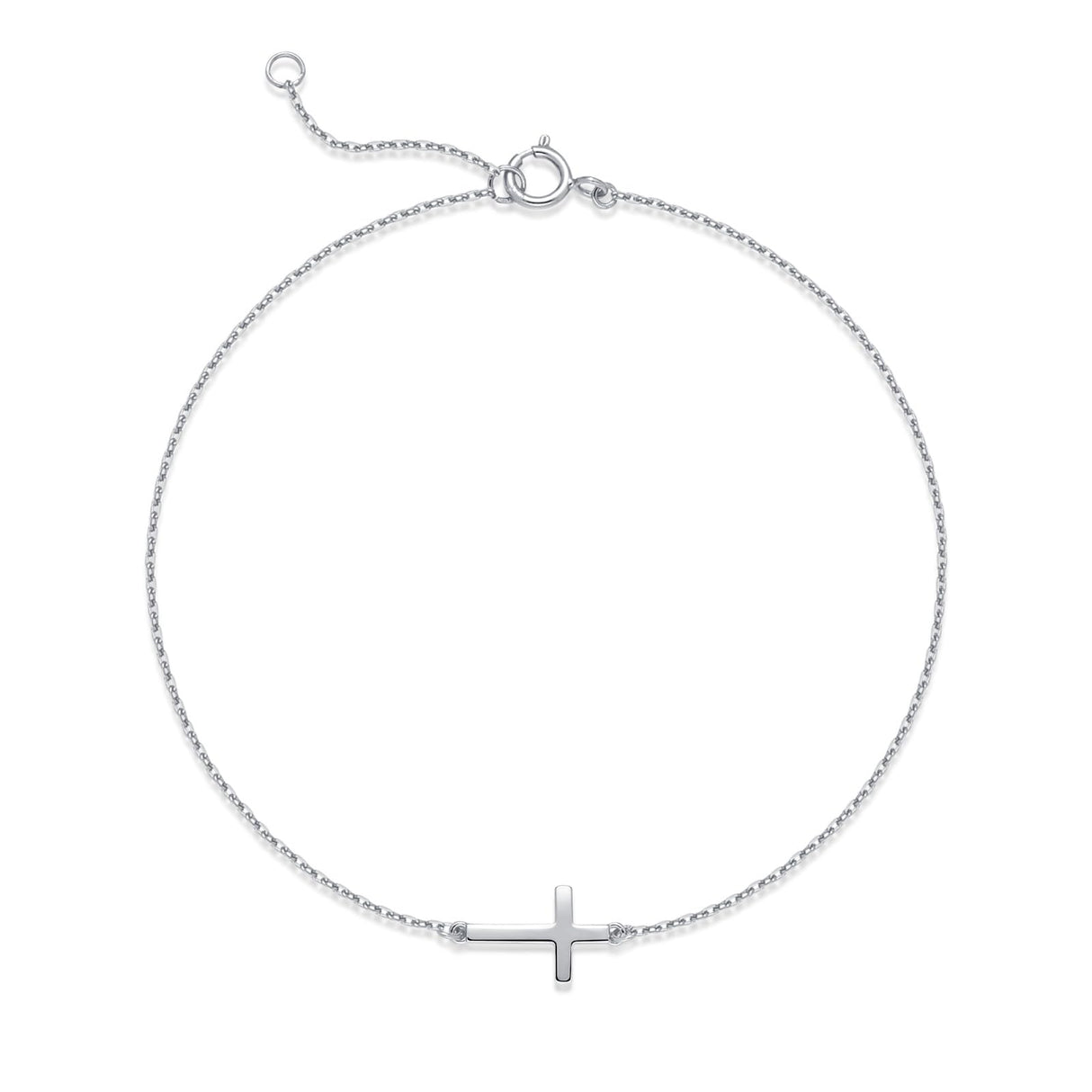 LUCA SMITH Cross Pendant Bracelet - Elegant Jewelry for Men & Women,925 Sterling Silver, Adjustable Chain Stackable Bracelets (silver)