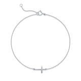 LUCA SMITH Cross Pendant Bracelet - Elegant Jewelry for Men & Women,925 Sterling Silver, Adjustable Chain Stackable Bracelets (silver)