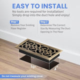 4x10 Inches Heavy Duty Walkable Floor Register Easy Adjust Air Supply Lever Floor Vents - Charlotte Design - Vent Cover for Home Floor - Antique Brass