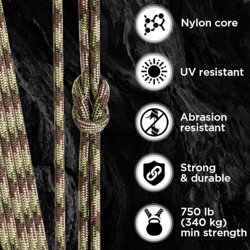 TECEUM 5/32" Paracord Rope 1000 – 1000ft / 200ft / 100ft / 50ft – Tactical Parachute Cord 4mm – 45+ Colors – Nylon String for Survival & Camping Gear – Stripe Cord for Survival – Utility Rope