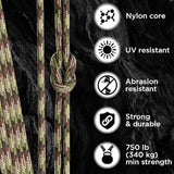 TECEUM 5/32" Paracord Rope 1000 – 1000ft / 200ft / 100ft / 50ft – Tactical Parachute Cord 4mm – 45+ Colors – Nylon String for Survival & Camping Gear – Stripe Cord for Survival – Utility Rope
