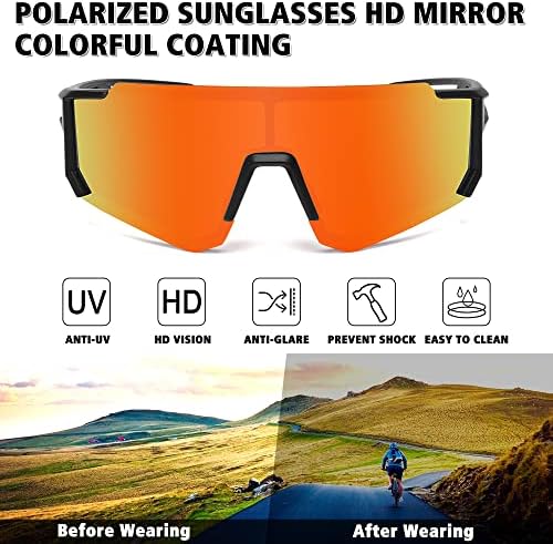 STORYCOAST Polarized Sports Sunglasses for Men Women,Driving Fishing Cycling Mountain Bike Sunglasses UV400 Protection