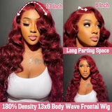 99j Burgundy Lace Front Wigs Human Hair 13x6 Hd Body Wave Lace Frontal Wigs Human Hair Pre Plucked 180 Density Glueless 99j Burgundy Red Wig Human Hair Colored Wigs for Women with Baby Hair 26 Inch